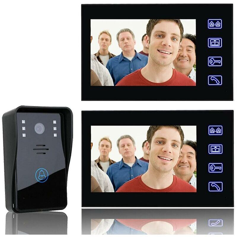 Woosien - 7 Inch video door phone doorbell intercom kit 1-camera 2-monitor night vision with ir-cut 1000tvl camera 1 camera 2 monitor