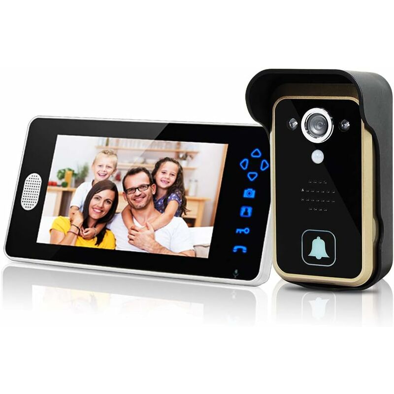 7 Inch Wireless Color Video Door Phone Intercom Door Bell with Image Memory Station,500m Distance,Mobile Snapshot,Night Vision Function,IP55,Active