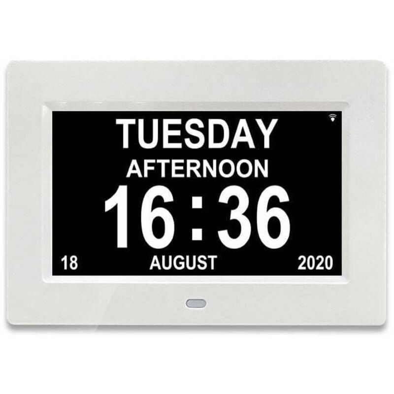 7' LCD Horloge Numérique Calendrier avec Date, Horloge Calendrier avec Date, Jour et Heure Horloge Alzheimer Horloge pour Les Seniors,C'est pour Les