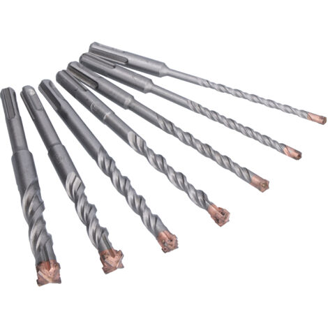 7 Mèches à Béton Carbure 3/8" Poignée Ronde 160mm pour Perçage Maçonnerie et Métal
