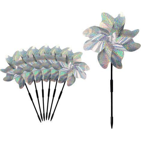 7 molinos de viento antipájaros, molino de viento, repelente de pájaros, reflector plateado, molino de viento, ahuyentador de pájaros, molino de viento