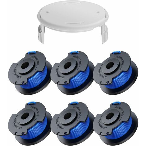 7 Pack Bobine Fil Coupe Bordure pour Ryobi One + AC14RL3A 18v 24v 40v Coupe Bordures, 2mm Bobine de Fil Debroussailleuse(6 Bobine Fil Coupe Bordure,1 Couvercle)