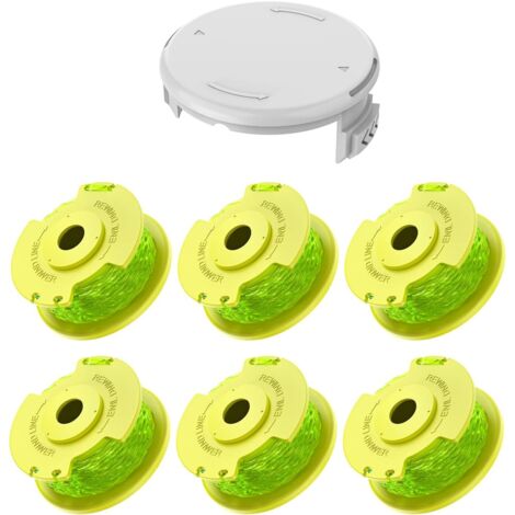 7 Pack Bobine Fil Coupe Bordure remplacements pour Ryobi One + AC14RL3A 18v 24v 40v Coupe Bordures, Bobine Ø 2mm, Longueur 3,3m (6 Fil Coupe Bordure,1 Couvercle)