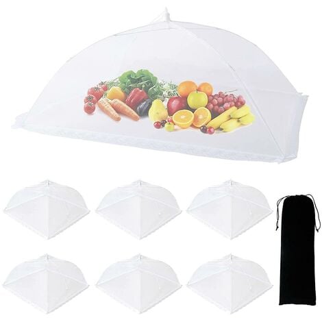 Mesh Food Cover 6pcs Large Pop-Up Mesh Screen Food Cover Tent Umbrella Reusable and Collapsible Outdoor Picnic Food Covers Mesh Food Cover Net, Size