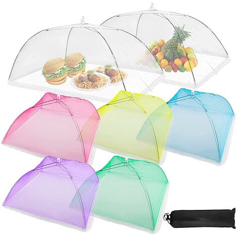 Umbrella Food Cover 6pcs Large Pop-Up Mesh Screen Food Cover Tent Umbrella  Reusable and Collapsible Outdoor Picnic Food Covers Mesh Food Cover Net 