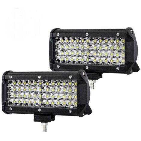 7” Pair Phare de Travail LED 144W 14400LM 6000K Feux Tracteur Barre LED 4x4 Feux Antibrouillard 4 Rangs 8D Spot Phare Moto Projecteur LED Bateau Camion
