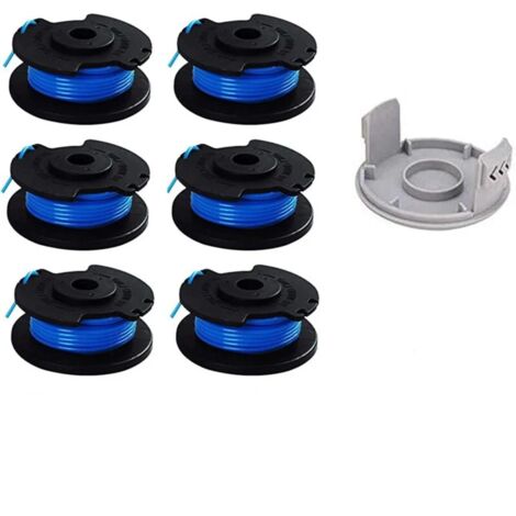 7 paquetes de carretes de repuesto para recortadora de pulgar Ryobi, Compatible con Ryobi One + AC14RL3A, recortadora inalámbrica, 6 carretes + 1 tapa de corte