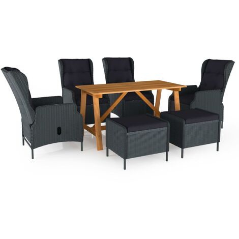 7 PCS Dining Set para jardín gris oscuro