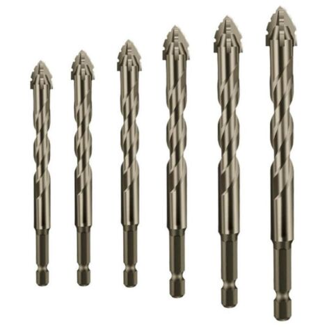 7 Pcs Foret, Foret de Maçonnerie en Carbure de Tungstène Set Pour Métal Acier, Tuile De Céramique Porcelaine, Béton, Brique, Plastique Et Bois - 3/4/5/6/8/10/12mm