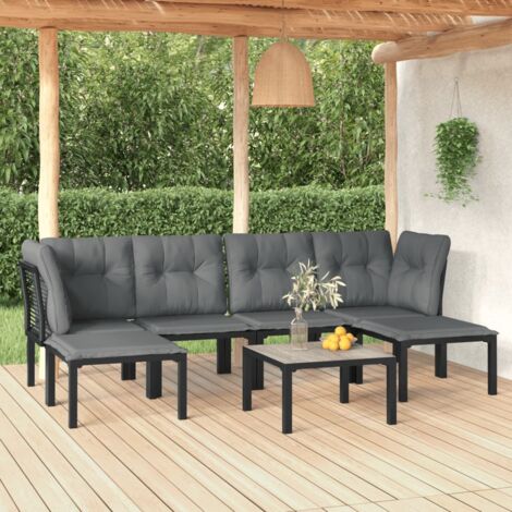 7 pcs Salon de jardin  Salon d'extérieur  Ensemble Meuble de Jardin  Mobilier d'Extérieur noir et gris résine tressée XFNRX225844