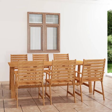 7 PCS Set Dining para Acacia Madeira Madeira