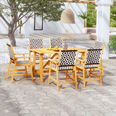 7 PCS Set Dining para Acacia Madeira Madeira