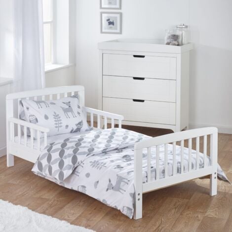 KINDER VALLEY 7 Pcs Woodland Tales Sydney White Toddler Bed Bundle with Pocket Sprung Mattress