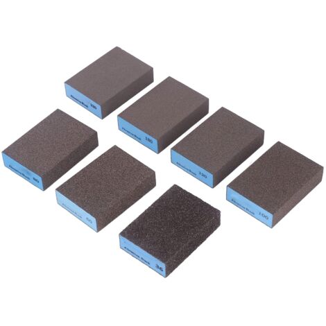 7 pezzi di spugna abrasiva 36 60 80 100 120 180 220 kit di strumenti per blocco levigatrice a secco e bagnato