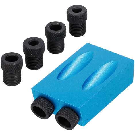 7 pezzi dima per fori tascabili Kit di falegnameria per trapano per tasselli da 15 gradi Adattatore di guida 6/8/10 mm per fori di perforazione angolari per la lavorazione del legno Guide per la lavor