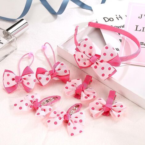7 Pices Bijoux Pour Enfants Petites Filles Rose Collier Bracelet Bague Pinces  Cheveux Arcs Accessoires Ensemble, Princesse Bijoux Cadeau Pour Je