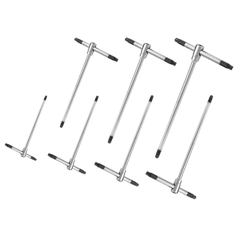 Fervi - 7 pièces clés en t mâles torx T8-T9-T10-T15-T20-T25-T30 0405
