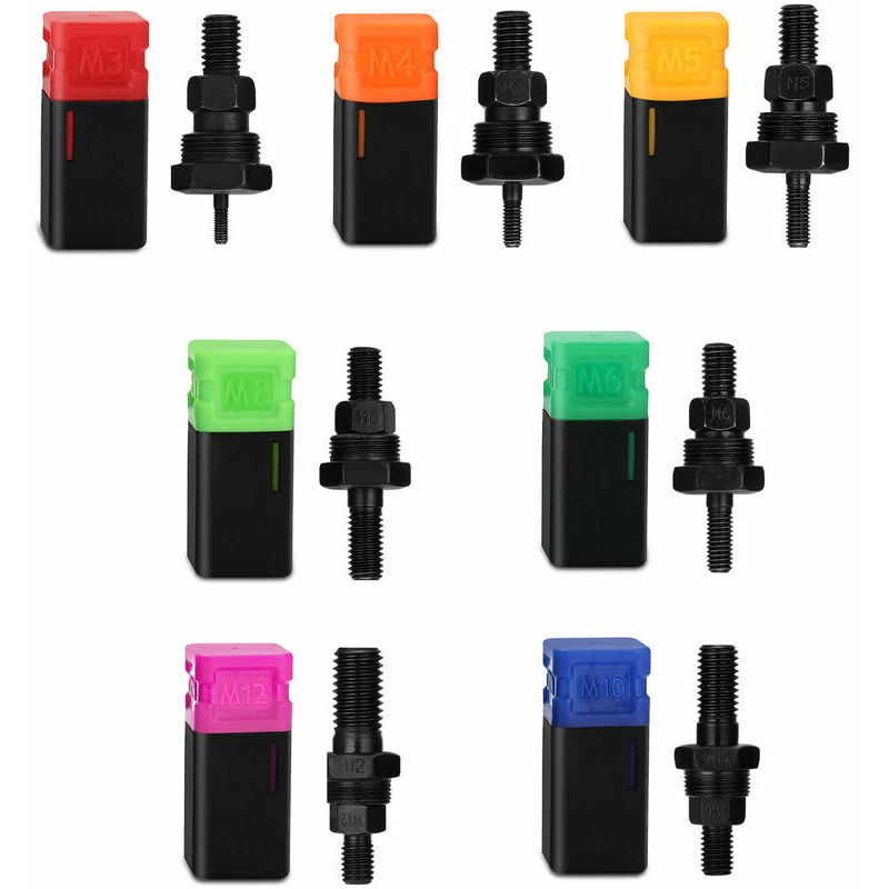 Lucky-88 - 7 pièces d'accessoires de machine à riveter, tête de rivet de remplacement de rivet de tirant (M3 + M4 + M5 + M6 + M8 + M10 + M12)