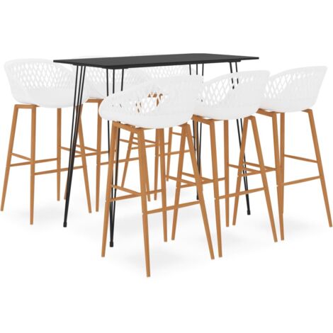 7 Piece Bar Set Black and White vidaXL