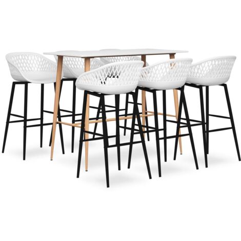 7 Piece Bar Set White vidaXL