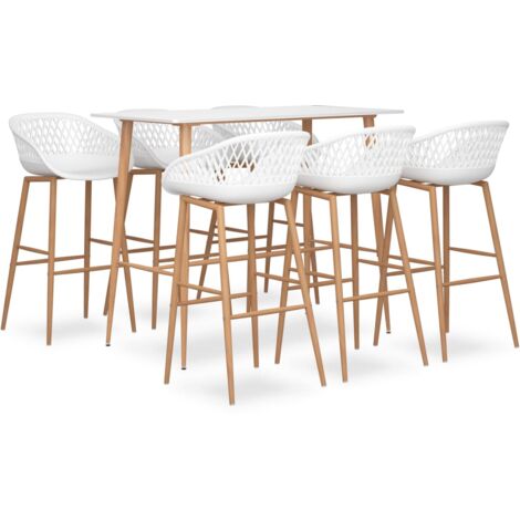 7 Piece Bar Set White vidaXL