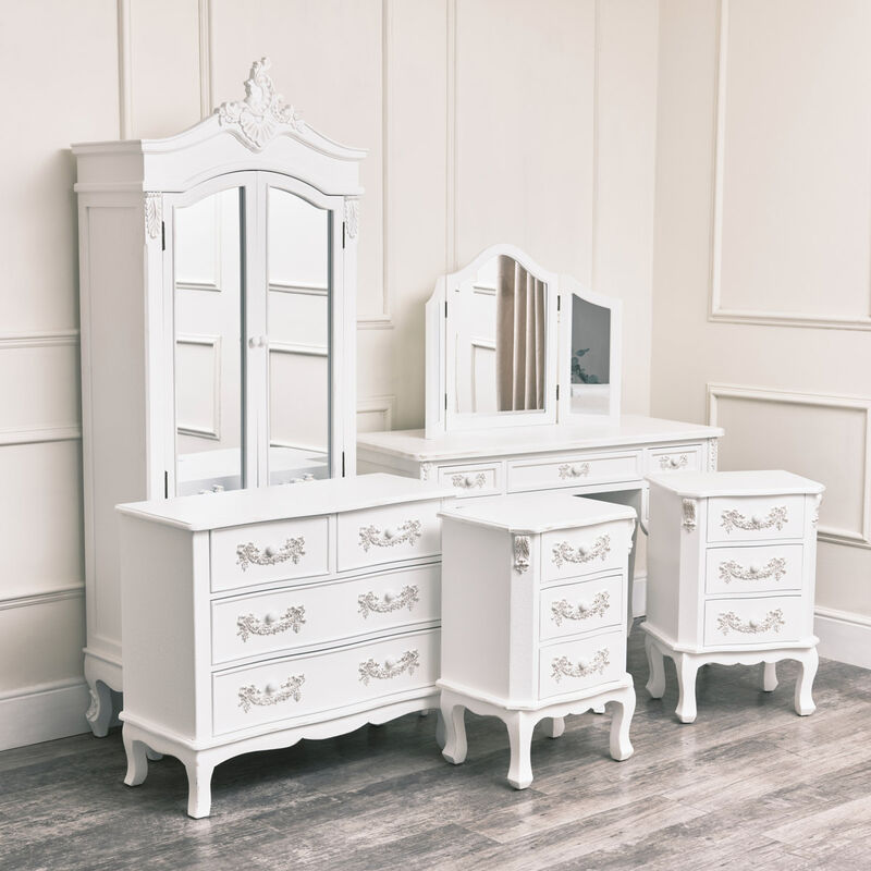 7 Piece Bedroom Furniture Set - Pays Blanc Range - Antique White