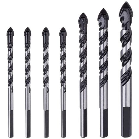 7-piece carbide stone drill bit set for porcelain, tiles, concrete, brick walls, glass, mirrors, plastic, masonry and wood (6, 6, 6, 8, 10, 12 mm)