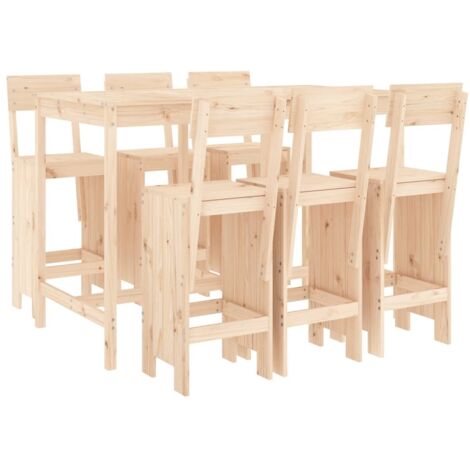 7 Piece Garden Bar Set Solid Wood Pine vidaXL