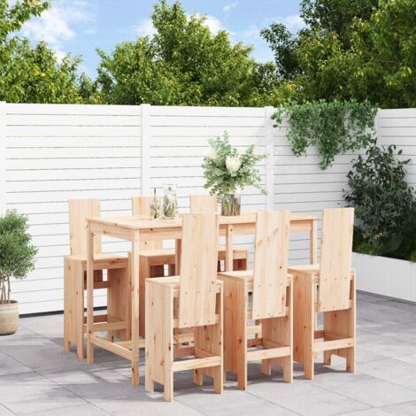 7 Piece Garden Bar Set Solid Wood Pine vidaXL