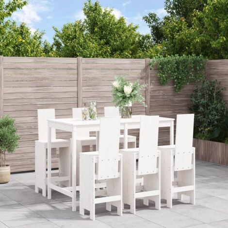 7 Piece Garden Bar Set White Solid Wood Pine vidaXL