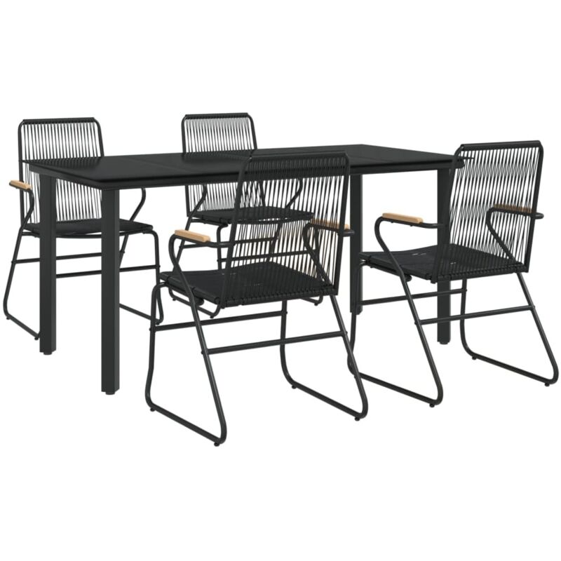 5 Piece Garden Dining Set Black Pvc Rattan Vidaxl