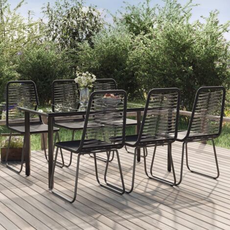 7 Piece Garden Dining Set Black vidaXL