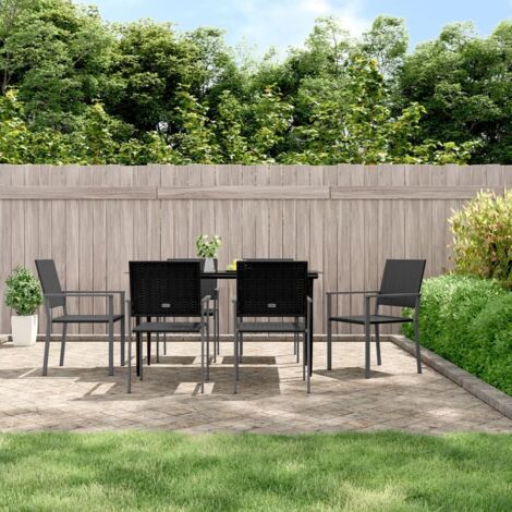7 Piece Garden Dining Set Poly Rattan and Steel vidaXL