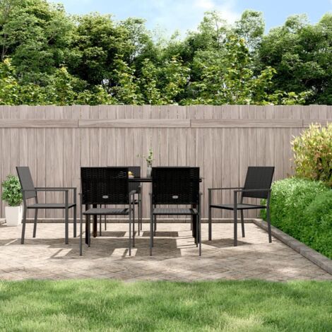 7 Piece Garden Dining Set Poly Rattan and Steel vidaXL