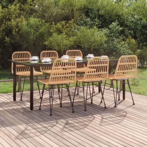 7 Piece Garden Dining Set Poly Rattan vidaXL