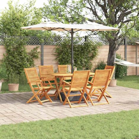 7-Piece Garden Dining Set - Solid Acacia Wood vidaXL
