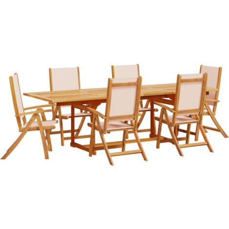 7 Piece Garden Dining Set Solid Wood Acacia and Textilene vidaXL