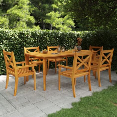 7 Piece Garden Dining Set Solid Wood Acacia vidaXL