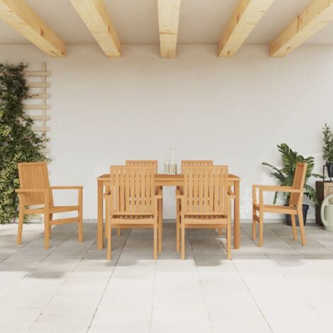 7 Piece Garden Dining Set Solid Wood Teak vidaXL