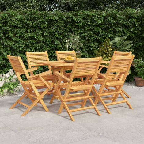 7 Piece Garden Dining Set Solid Wood Teak vidaXL