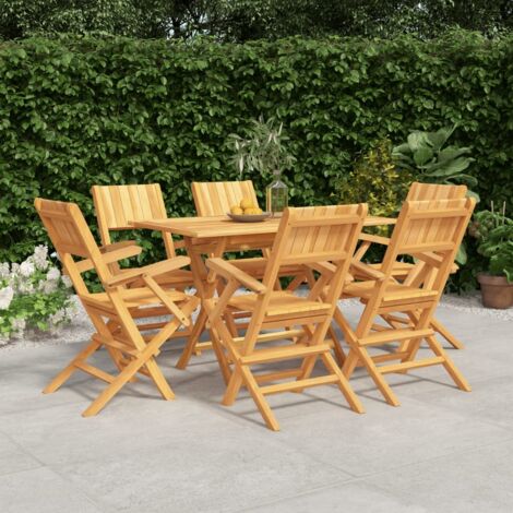 7 Piece Garden Dining Set Solid Wood Teak vidaXL