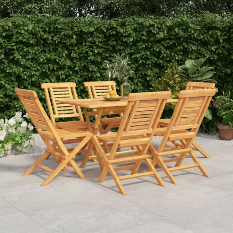 7 Piece Garden Dining Set Solid Wood Teak vidaXL