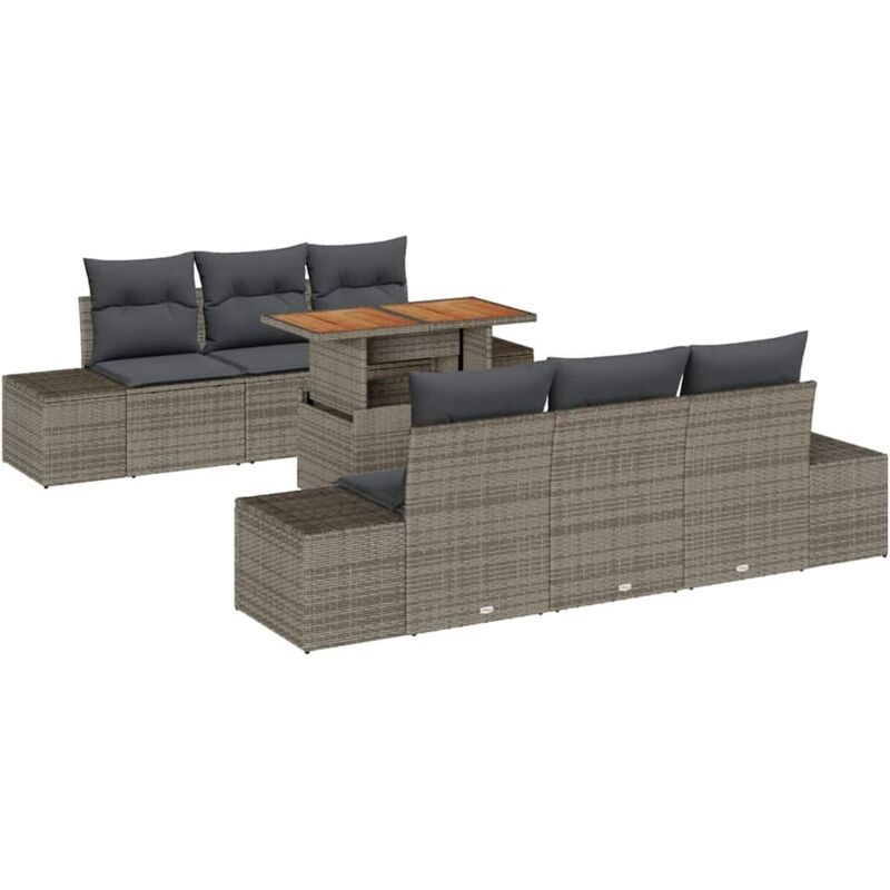 Vidaxl - Garden Dining Set Manual 7 Pcs Grey, Brown 100 X 55 X 73 Cm