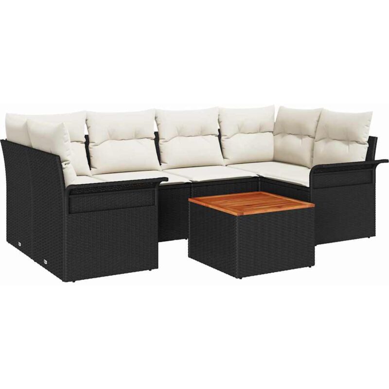 Vidaxl - Garden Sofa Set With Cushion 7 Pcs Black, Cream 55 X 55 X 37 Cm
