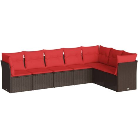 7 Piece Garden Sofa Set with Cushions Brown Poly Rattan vidaXL