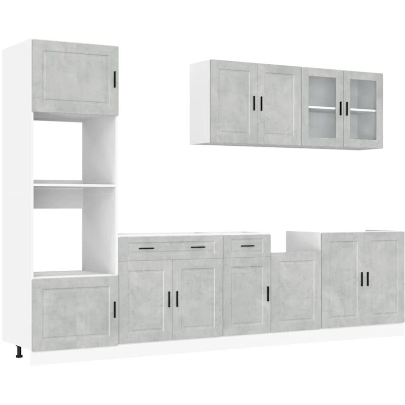 Vidaxl - 7 Piece Kitchen Cabinet Set Kalmar Concrete Grey Engineered Wood
