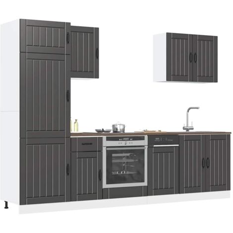 7 Piece Kitchen Cabinet Set Lucca Black Engineered Wood vidaXL
