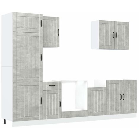 7 Piece Kitchen Cabinet Set Lucca Concrete Grey Engineered Wood vidaXL