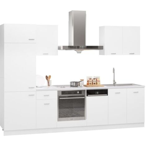 7 Piece Kitchen Cabinet Set Lyon White Engineered Wood vidaXL