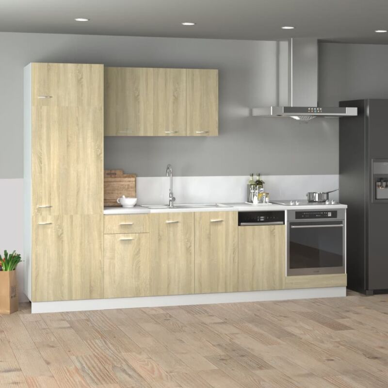 7 Piece Kitchen Cabinet Set Lyon Sonoma Oak Engineered Wood Vidaxl